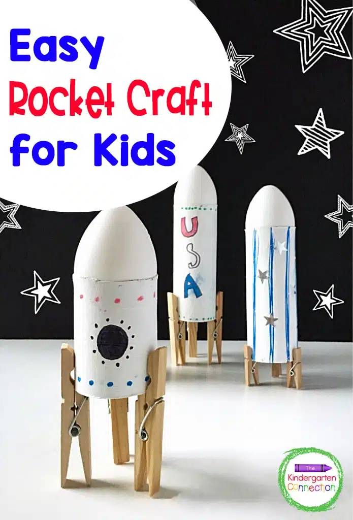Clothes Pin Rocketship Craft