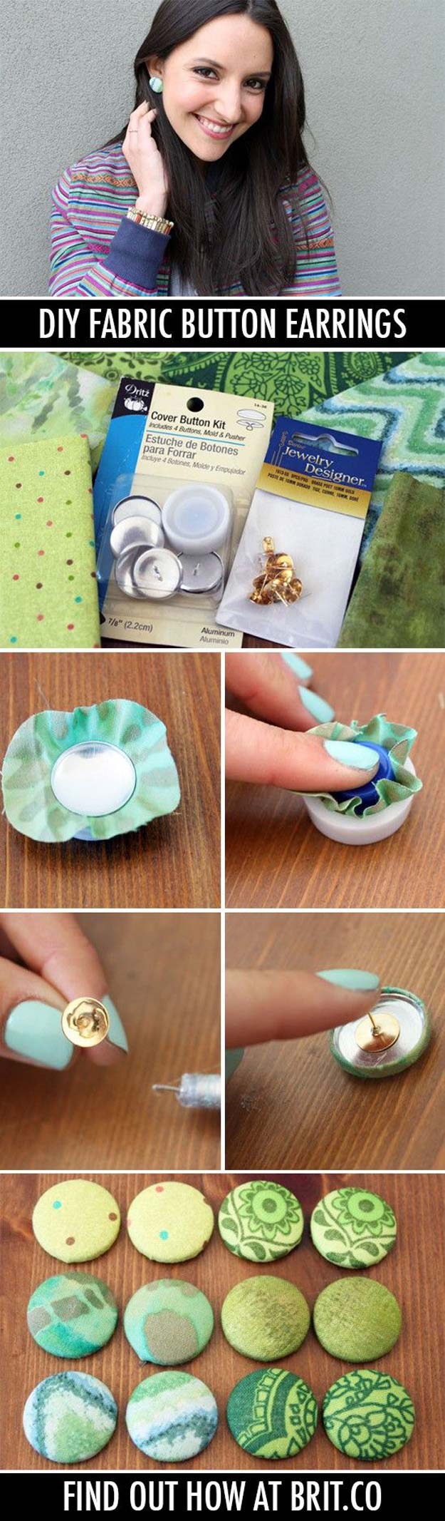 Create Your Own Fabric Button Earrings
