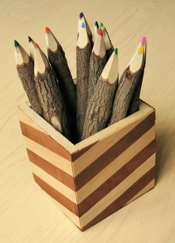 Creative Desktop Pencil Cup Wood Craft