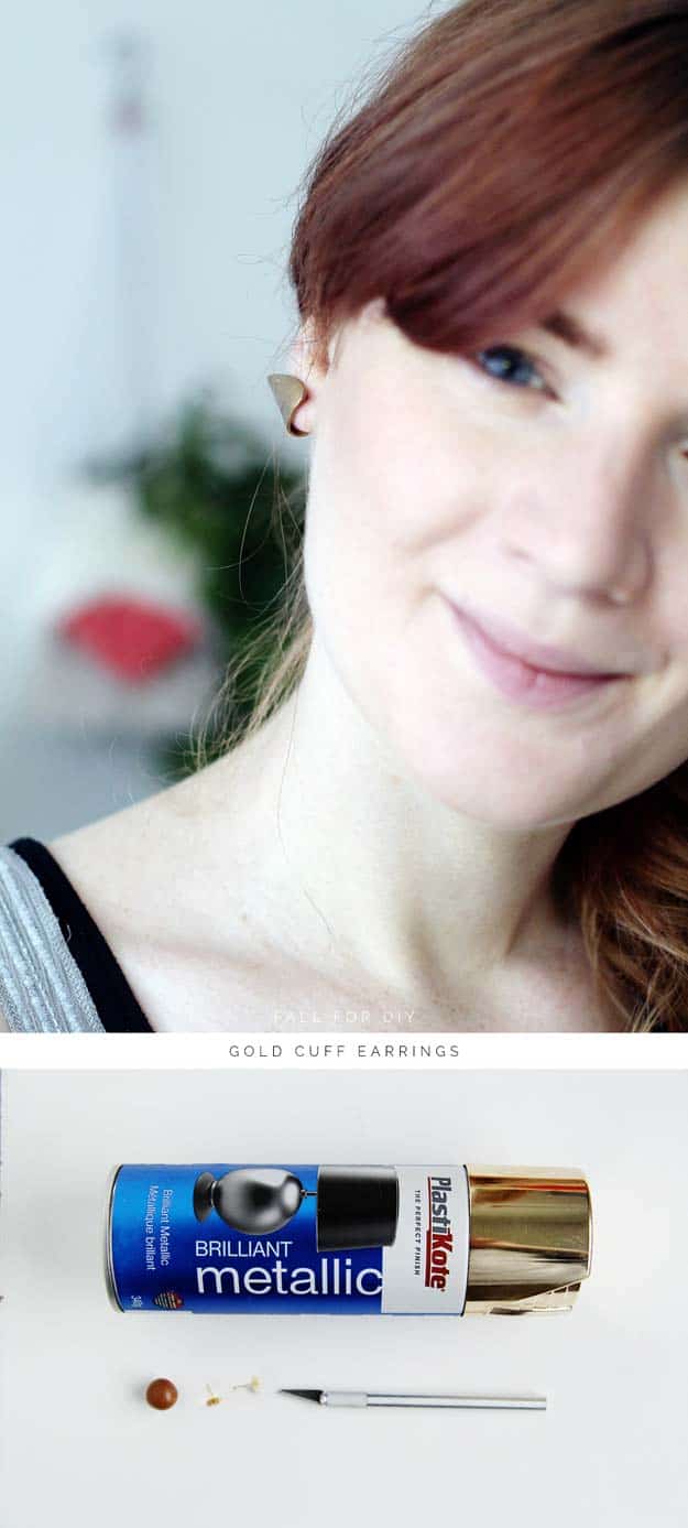 DIY Faux Gold Cuff Earrings