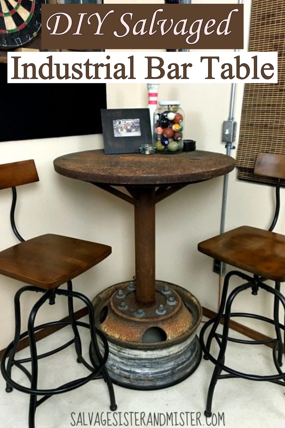 DIY Salvaged Industrial Bar Table