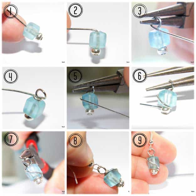 DIY Sea Glass Wire Wrapped Earrings
