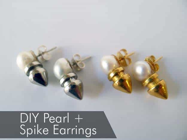 DIY Spike and Pearl Earrings