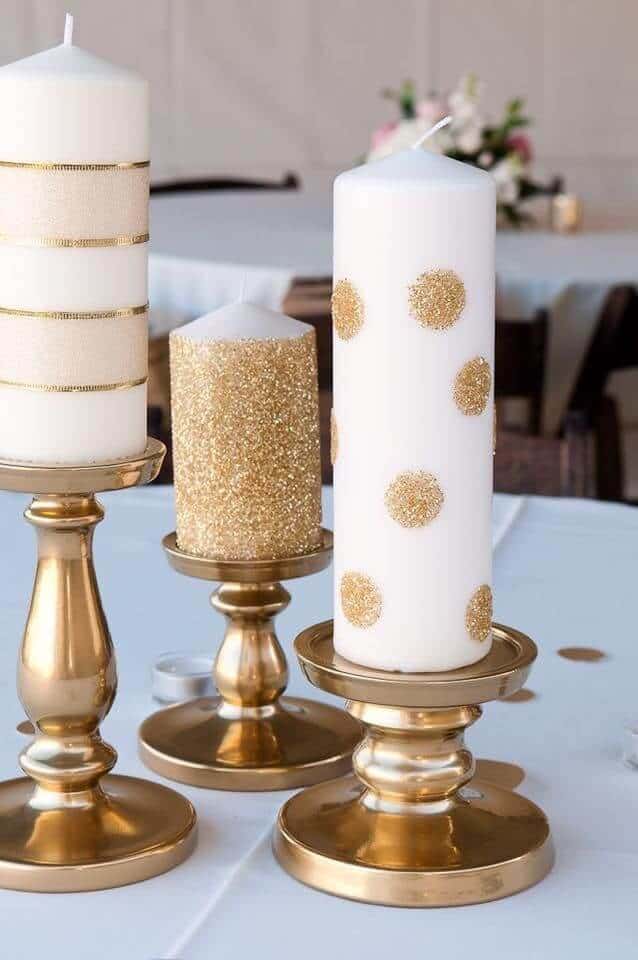 Gold Glitter Candles