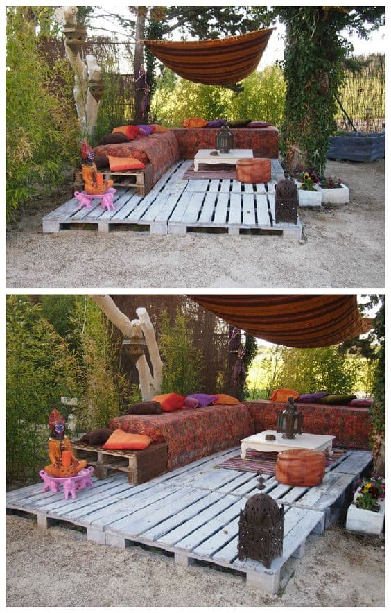 Outdoor Pallet Deck DIY